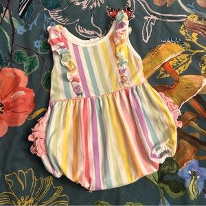 Rufflebutts Rainbow Dream Stripe Bubble Romper Size 3-6 Months Like New